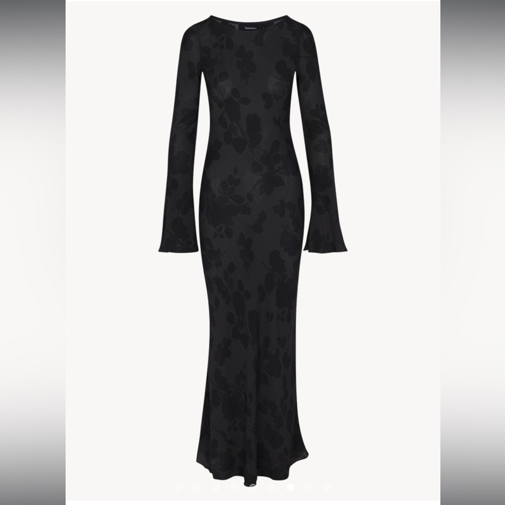 Realisation Par Gia Black Floral Long Sleeve Dress
